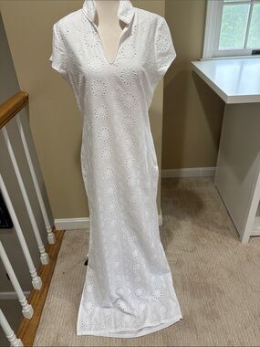 NWOT Sail to Sable White Floral Eyelet Maxi Dress Size M EUC
